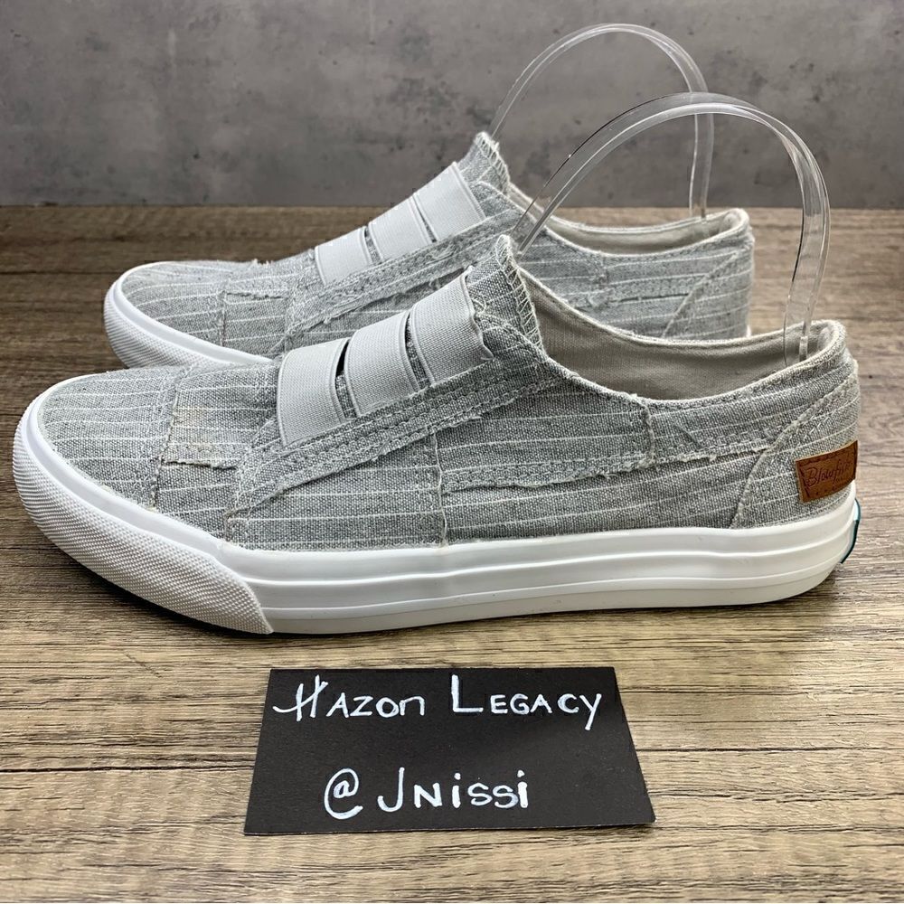 ‎Blowfish Malibu~Women’s~”Maura” Gray/White Pinstripe Canvas Sneakers~Size 8.5